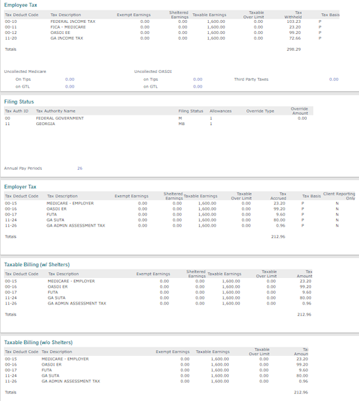 tax tab PEO view